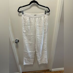 J. Crew Women's White Linen Straight Leg Pants